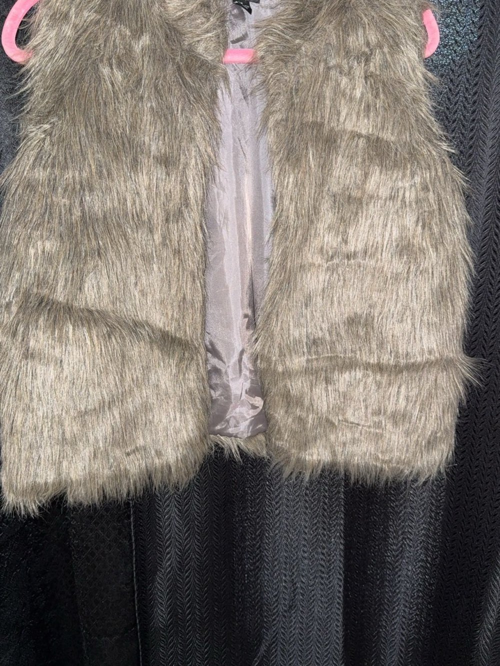 Chesley Faux Fur Vest in Taupe Brown